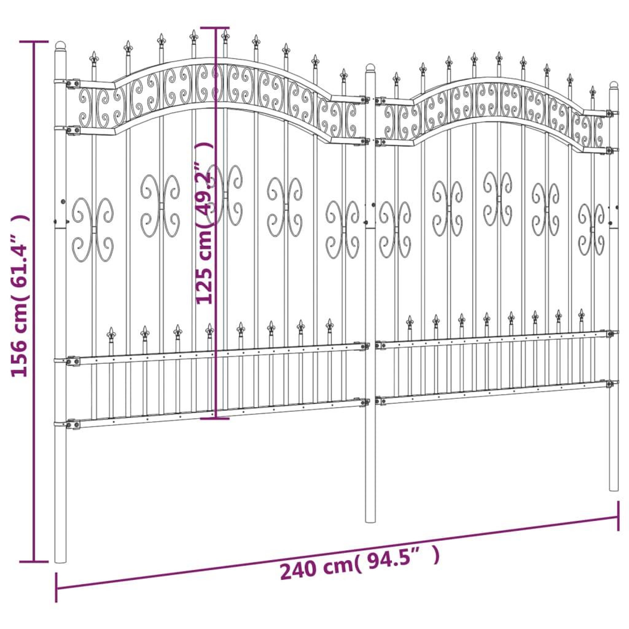 Voir la diapositive 6 : VIDAXL Cloture de jardin avec sommet de lance Noir 165 cm
