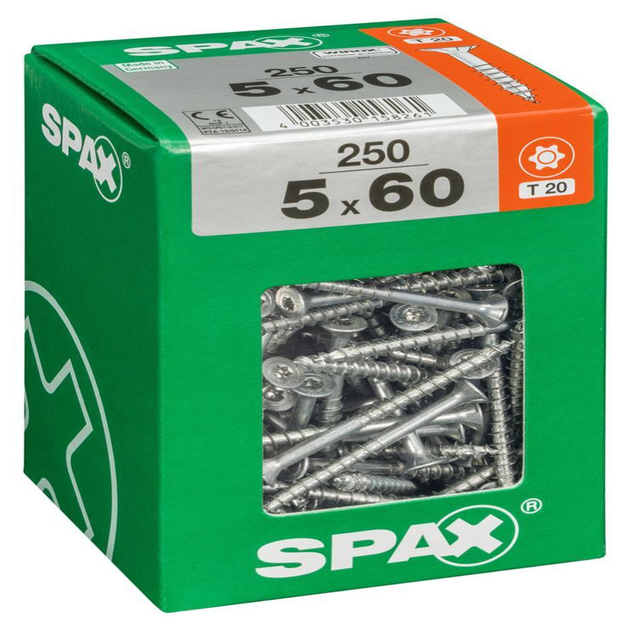 CENTRALE BRICO Lot de 250 vis acier tête fraisée torx SPAX, Diam.5 mm x L.60 mm