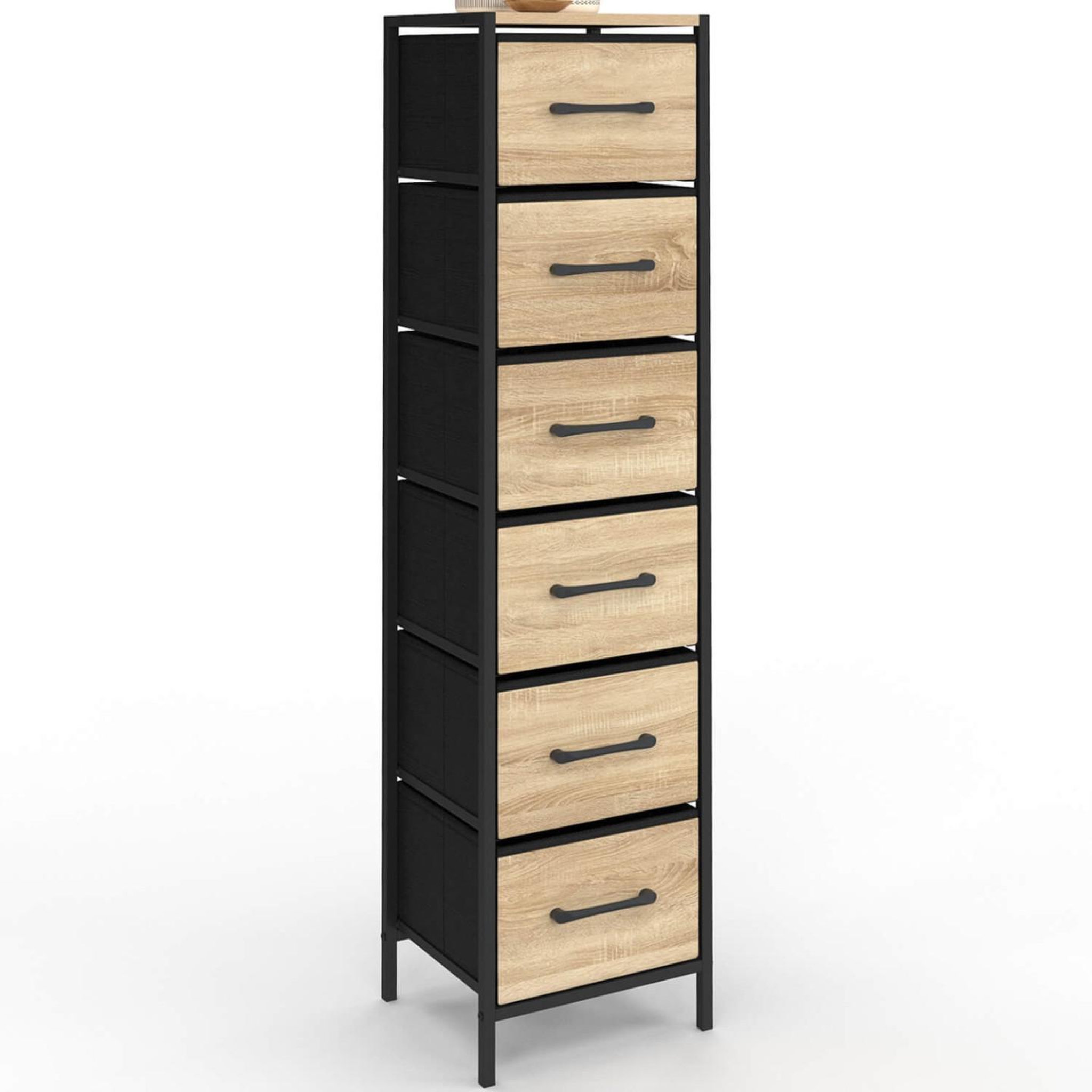 ID MARKET Meuble d'appoint 6 tiroirs utah 30x30x120 cm chiffonnier pour entrée salle de bain design industriel