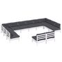 Voir la diapositive 3 : VIDAXL Salon de jardin 12 pcs avec coussins blanc bois de pin solide