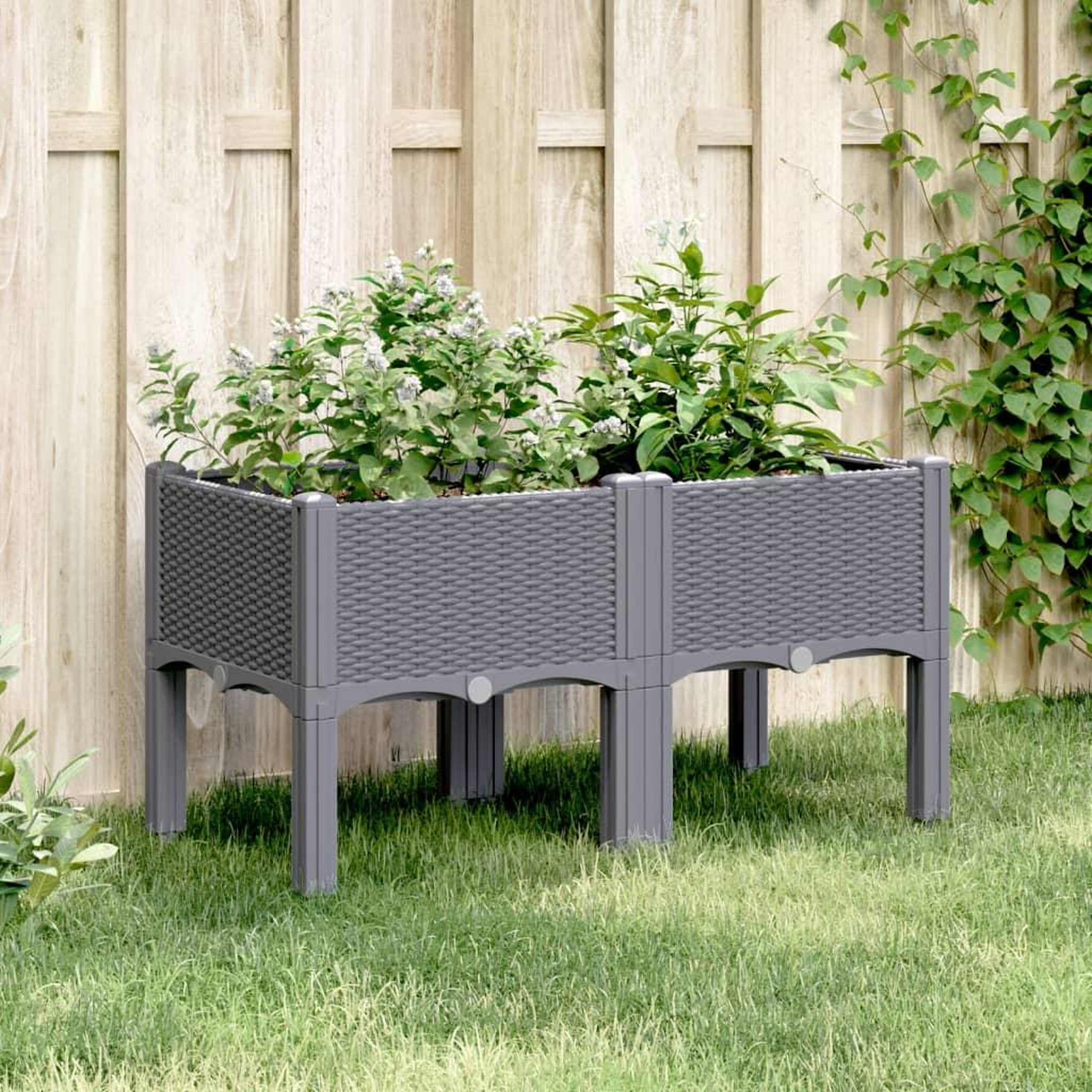VIDAXL Jardiniere avec pieds bleu gris 80x40x42 cm PP