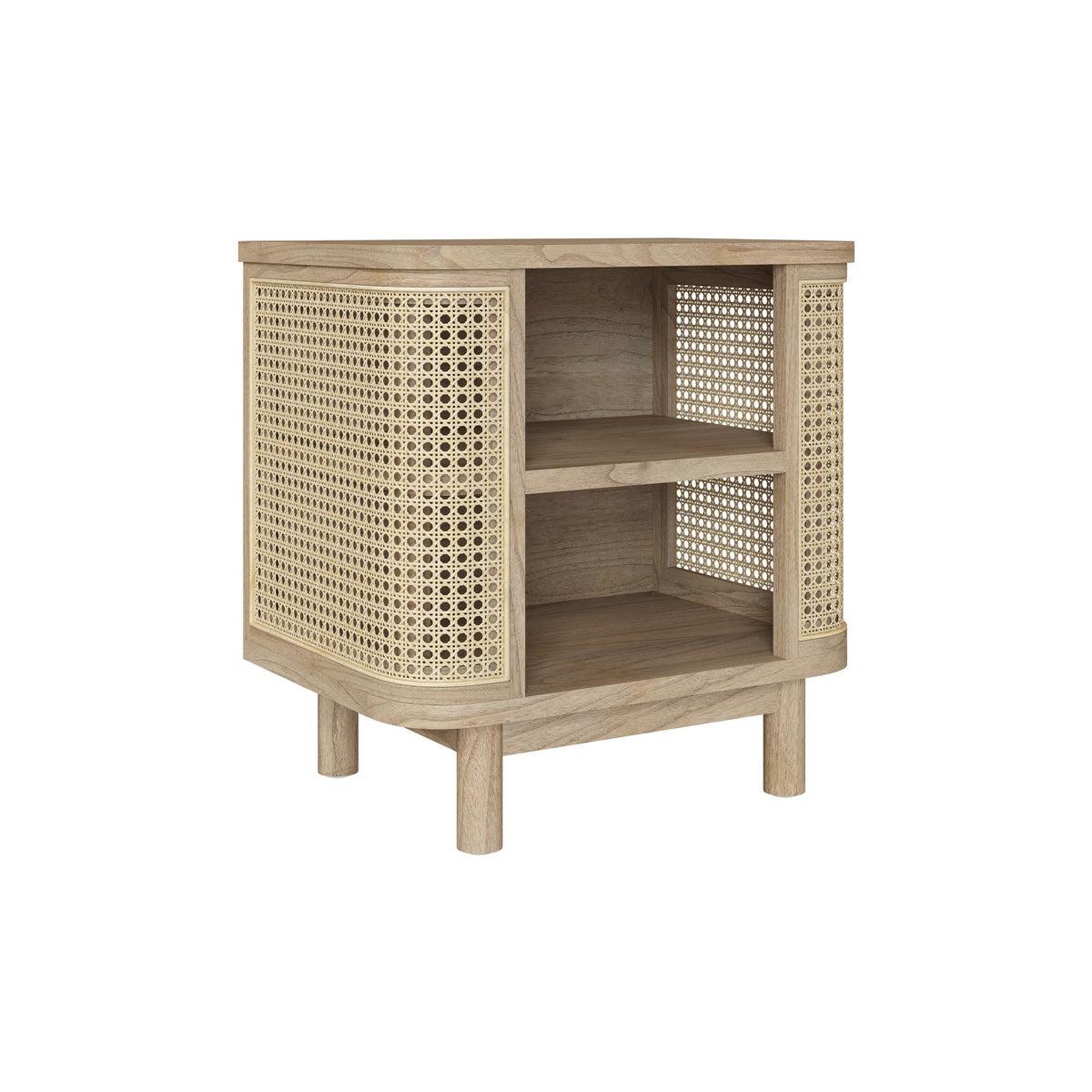 Voir la diapositive 3 : MAISON PAVANE Table de chevet en bois massif et cannage-antik