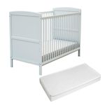 AT4 Lit bébé évolutif avec matelas ESSENTIEL 70 x 140 cm en bois. Coloris disponibles : Bicolore, Beige, Blanc
