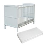 AT4 Lit bébé évolutif avec matelas ESSENTIEL 70 x 140 cm en bois. Coloris disponibles : Beige, Bicolore, Blanc