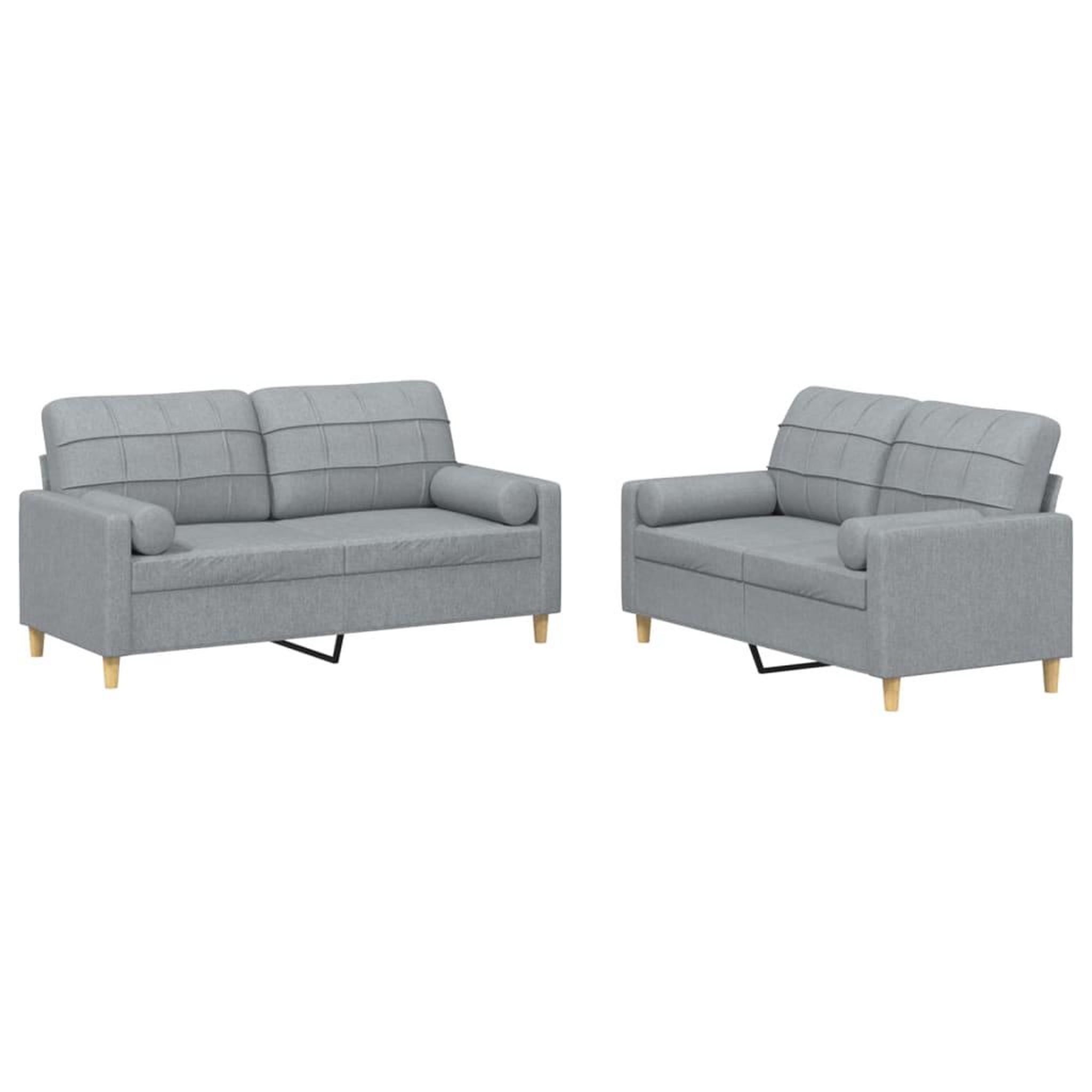 Voir la diapositive 2 : VIDAXL Ensemble de canapes 2 pcs coussins gris clair tissu