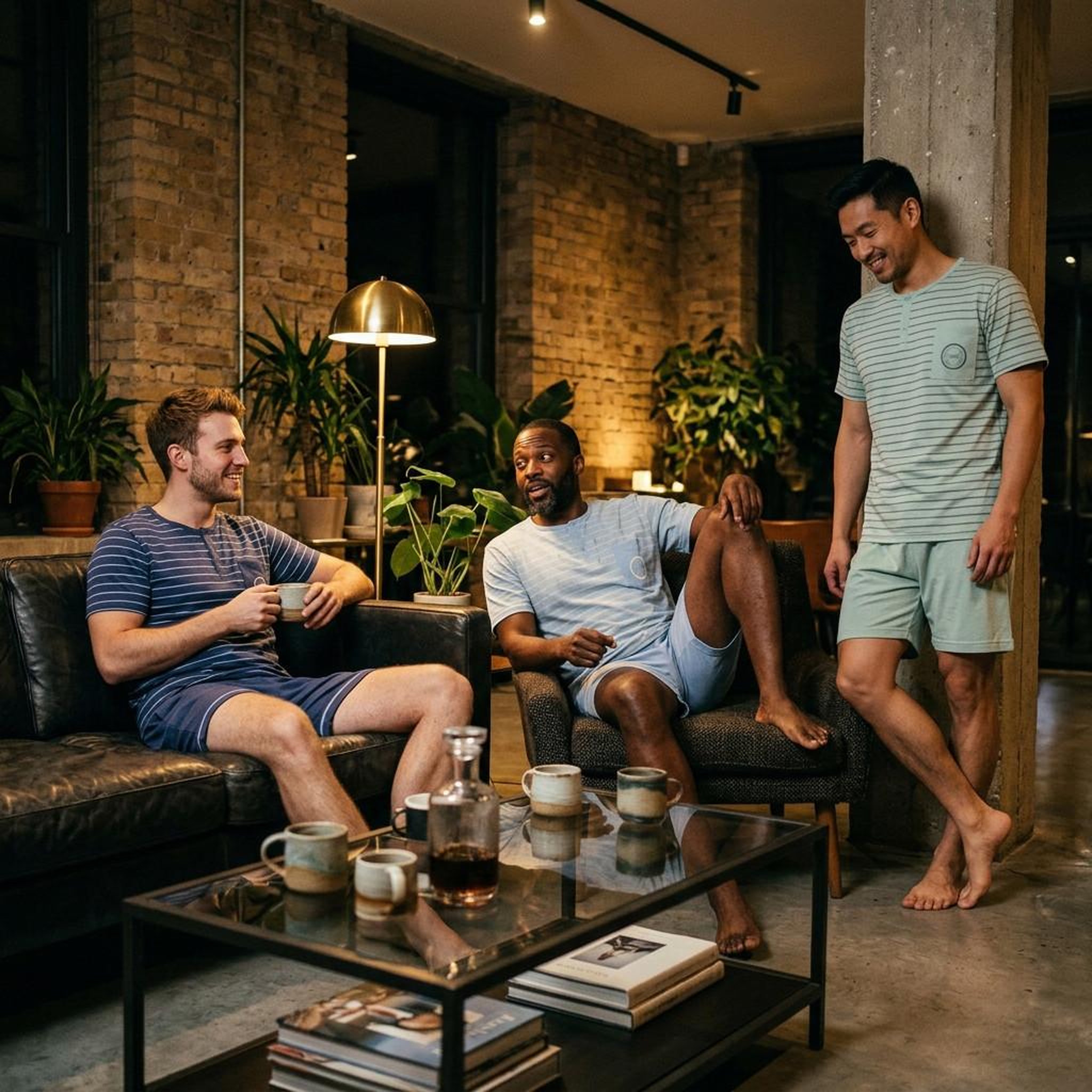 Voir la diapositive 4 : OZABI OZABI Pack 3 Pyjamas Courts Homme Coton Majoritaire, Col Bouton