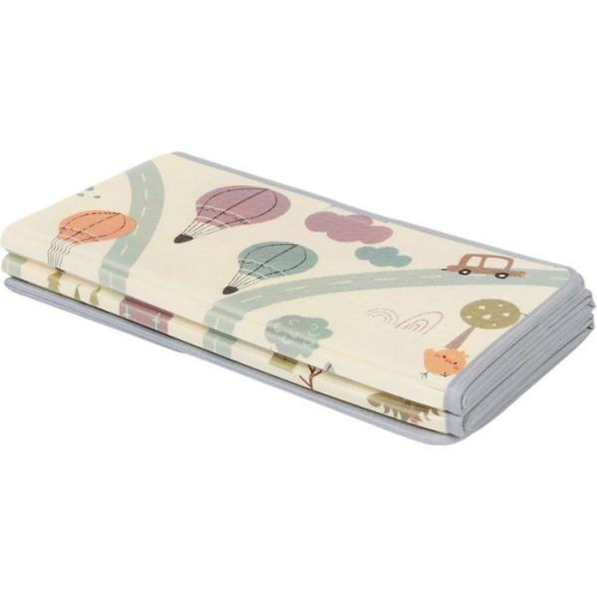 TINEO Maxi tapis d'éveil - TINEO - Réversible - 150 x 180 cm - Face animaux / Face circuit de voiture