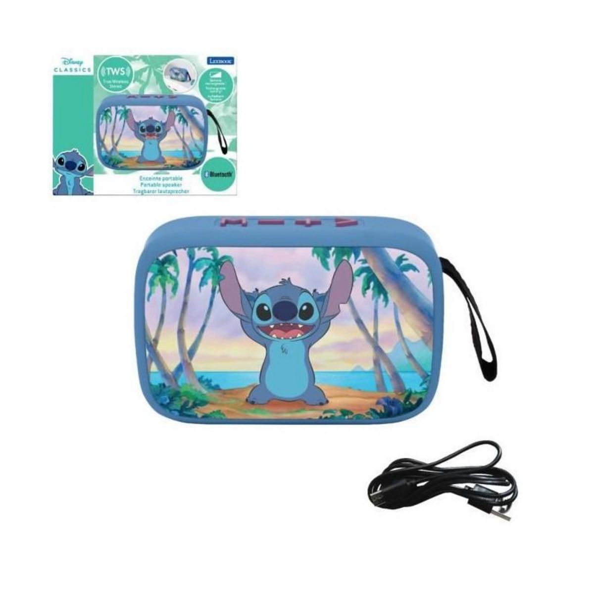 Lexibook Enceinte Bluetooth portable Stitch avec finition en tissu