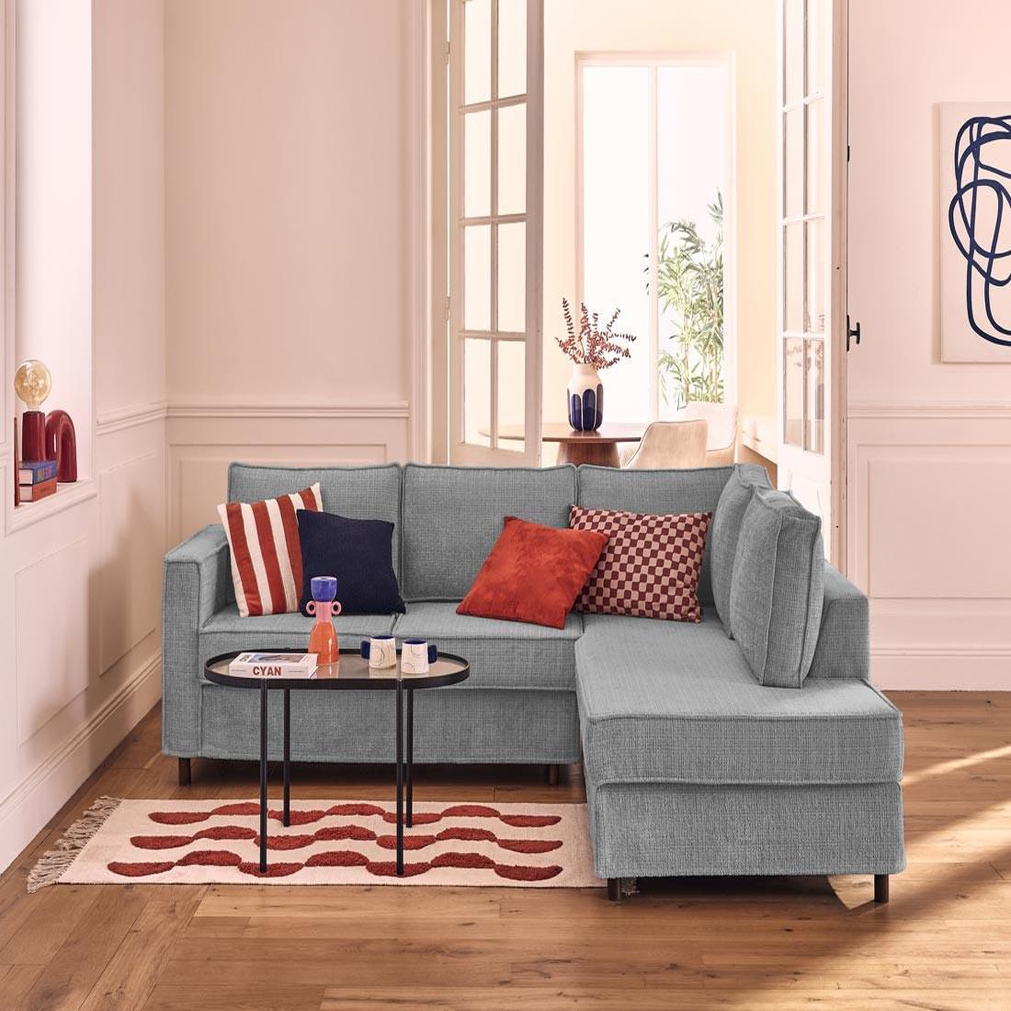 Voir la diapositive 1 : LISA DESIGN Jake - canapé déhoussable d'angle droit 5 places en velours texturé