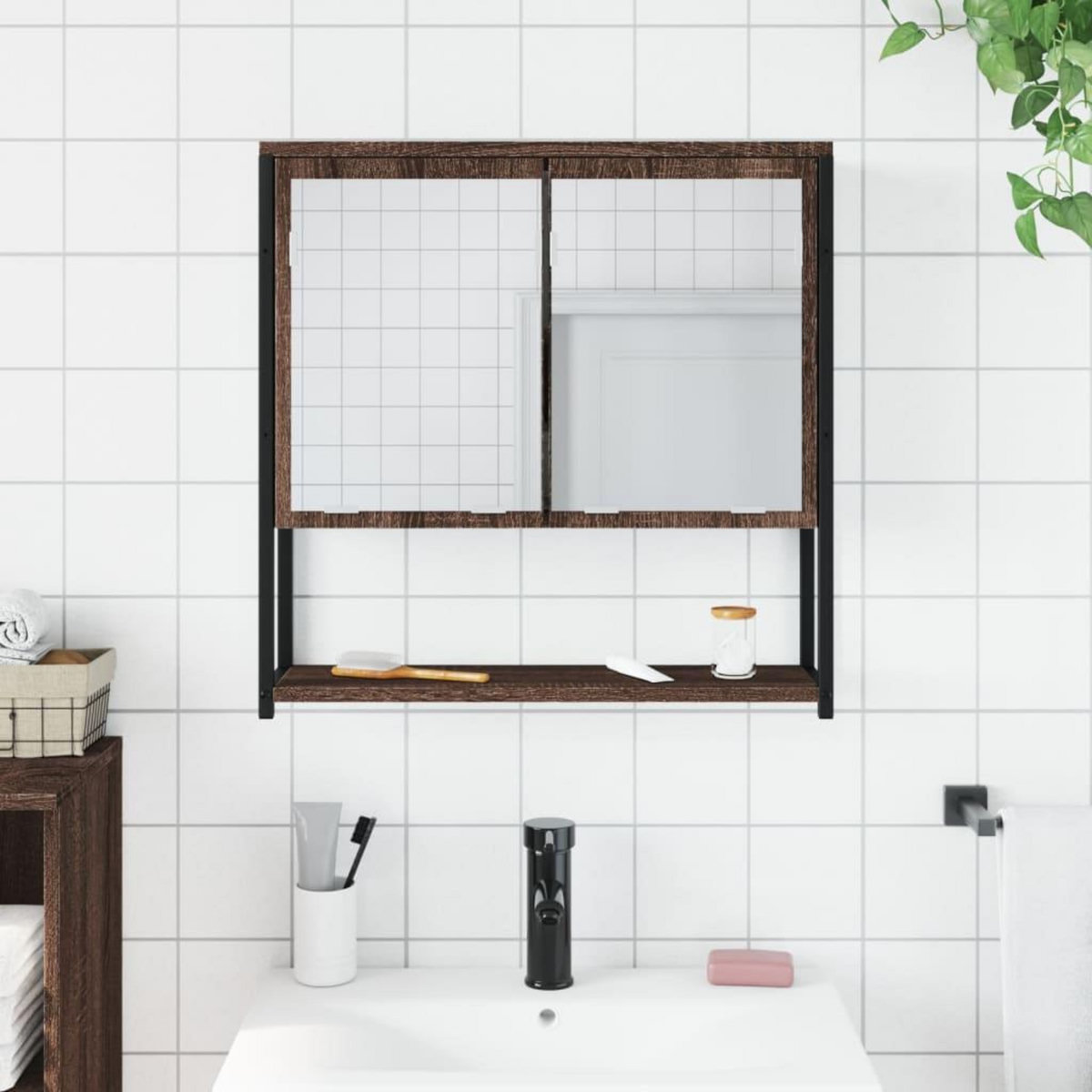VIDAXL Armoire a miroir de salle de bain chene marron bois ingenierie