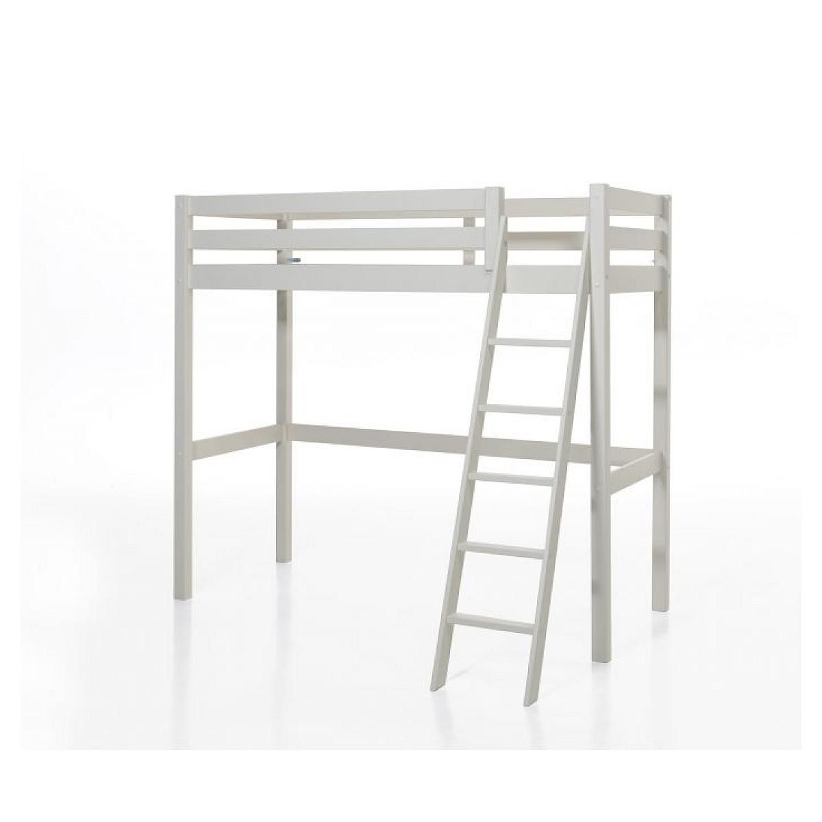 Vipack Lit haut avec fauteuil et bibliothèque blanc