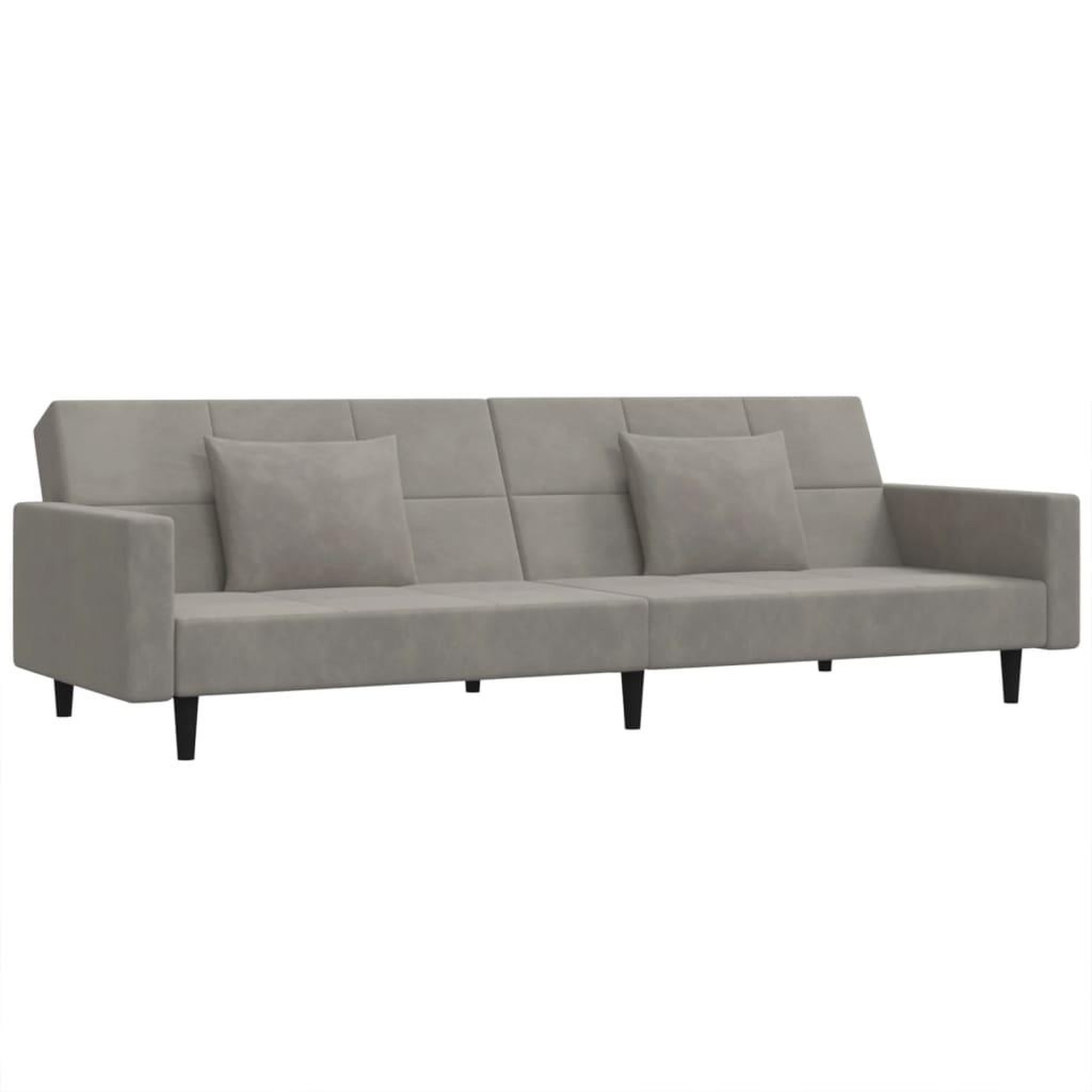 Voir la diapositive 2 : VIDAXL Canape-lit a 2 places avec deux oreillers Gris clair Velours