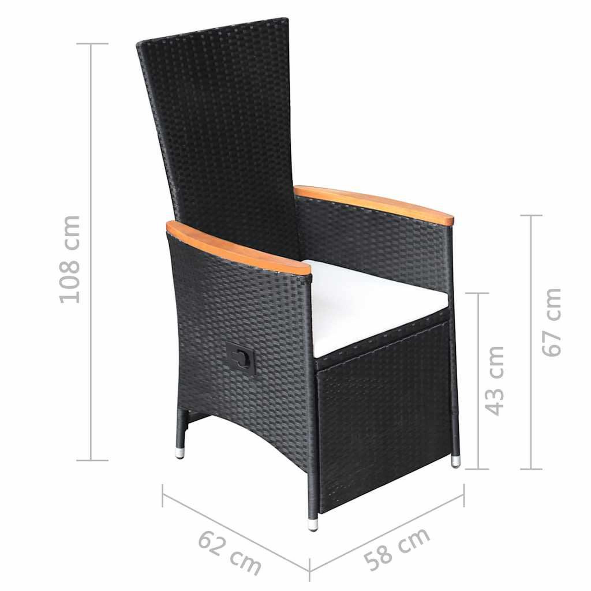 Voir la diapositive 3 : VIDAXL Chaise inclinable de jardin 2pc et coussins Resine tressee Noir