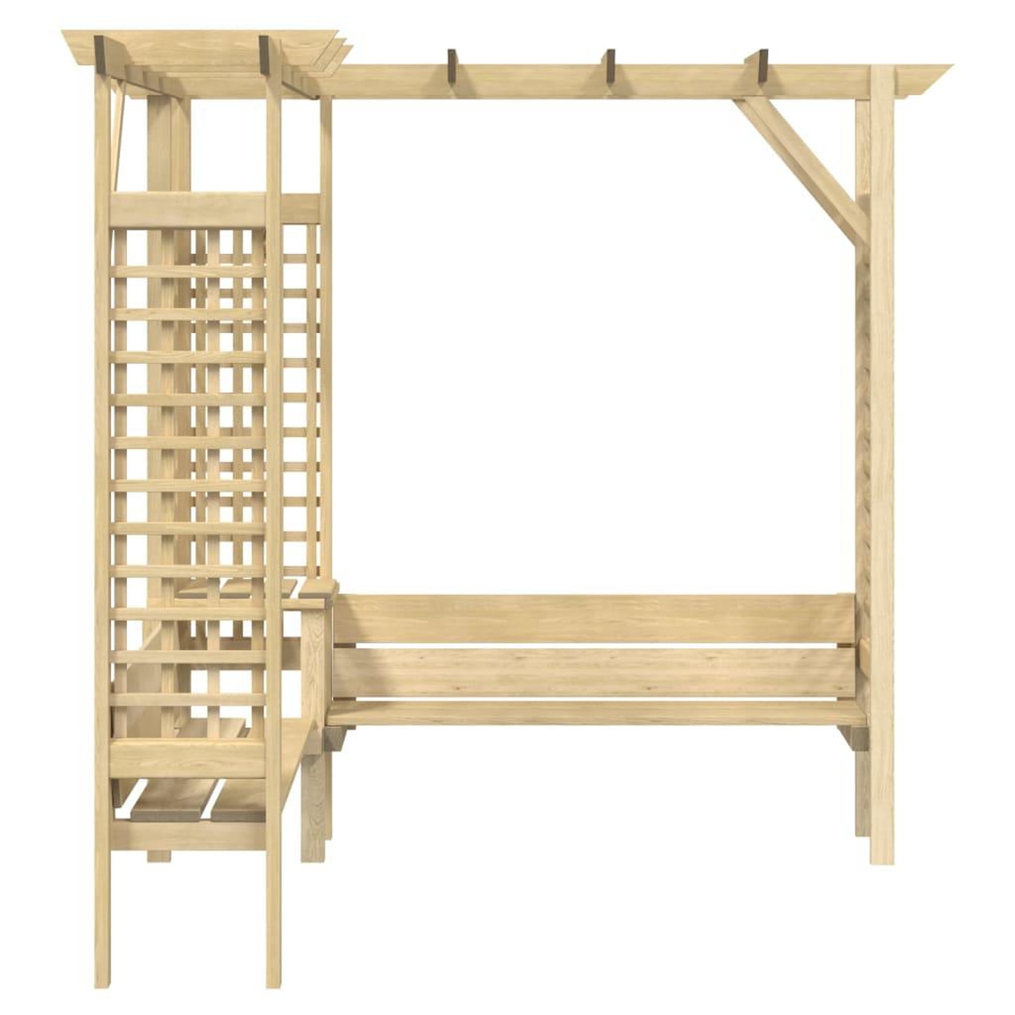 Voir la diapositive 3 : VIDAXL Pergola d'angle avec banc Bois de pin impregne