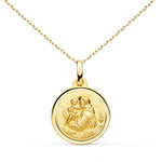 L'ATELIER D'AZUR Collier - Médaille Or 18 Carats 750/1000 Saint Antoine de Padoue - Chaîne Dorée - Gravure Offerte