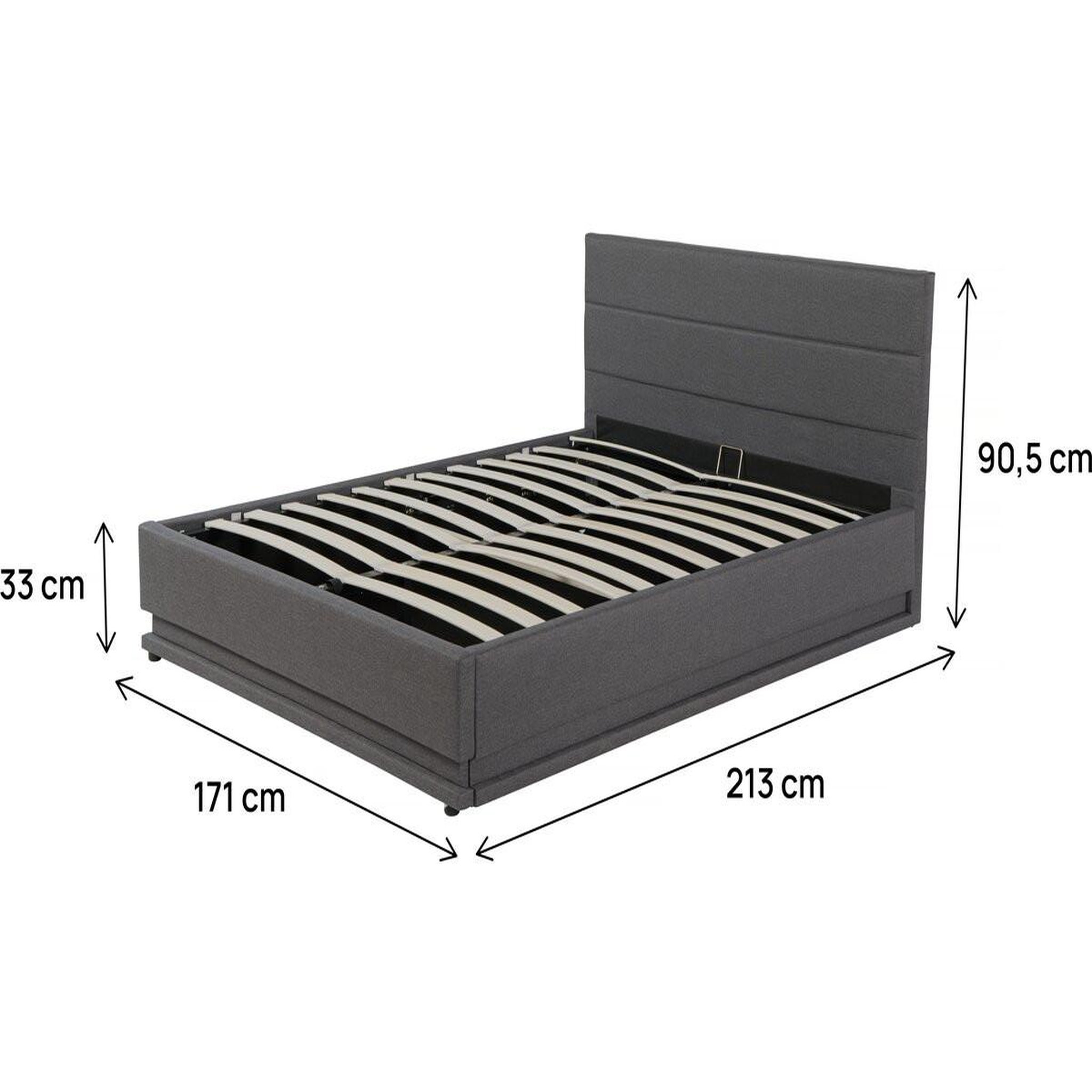 Voir la diapositive 4 : Habitat et Jardin Lit led avec coffre  anastasia  - 160 x 200 - gris foncé
