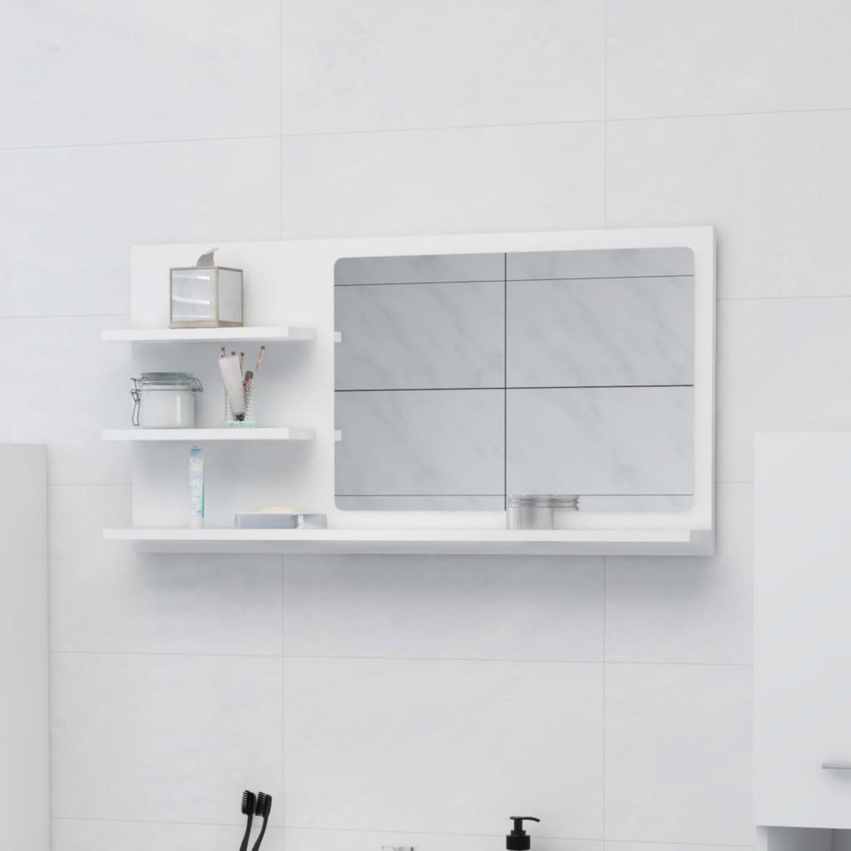 VIDAXL Miroir de salle de bain blanc 90x10,5x45 cm bois d'ingenierie