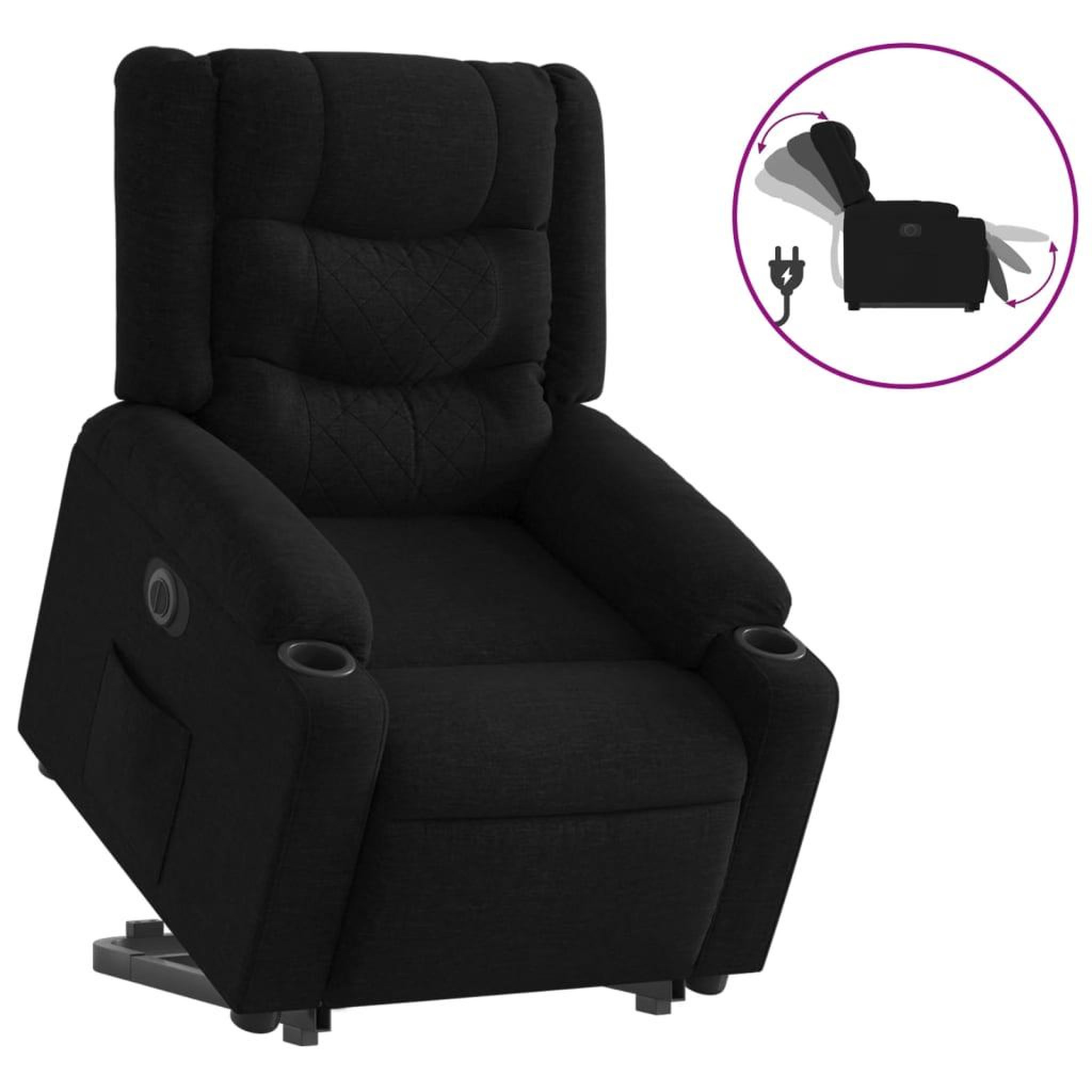 Voir la diapositive 2 : VIDAXL Fauteuil inclinable electrique noir tissu