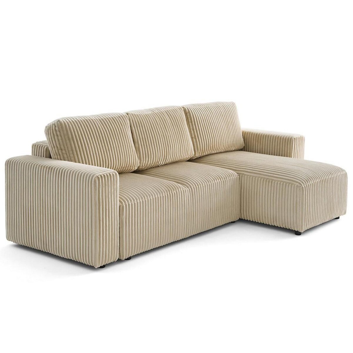 LISA DESIGN Livy - canapé d'angle réversible 4 places convertible avec coffre en velours côtelé grosses côtes