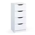 Commode meuble de rangement 4 tiroirs  FALONE. Coloris disponibles : Blanc