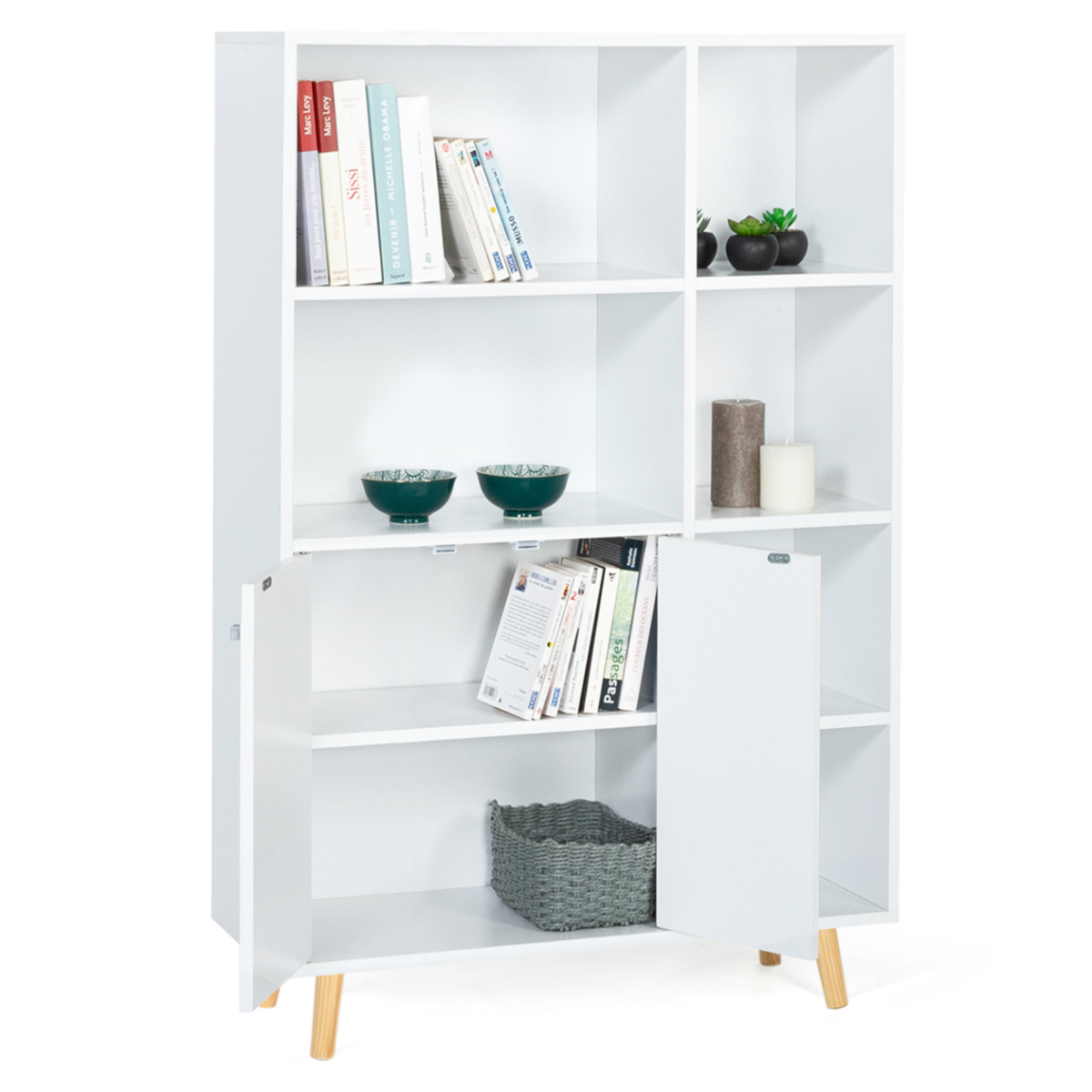 ID MARKET Bibliothèque 2 portes EMMIE scandinave blanc
