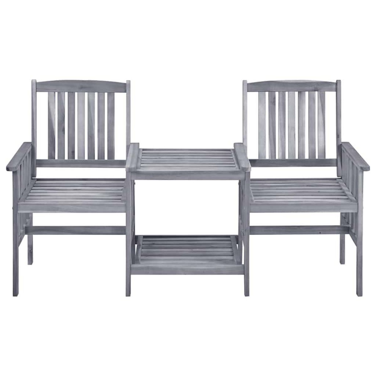 VIDAXL Chaises de jardin avec table a the et coussins Acacia solide