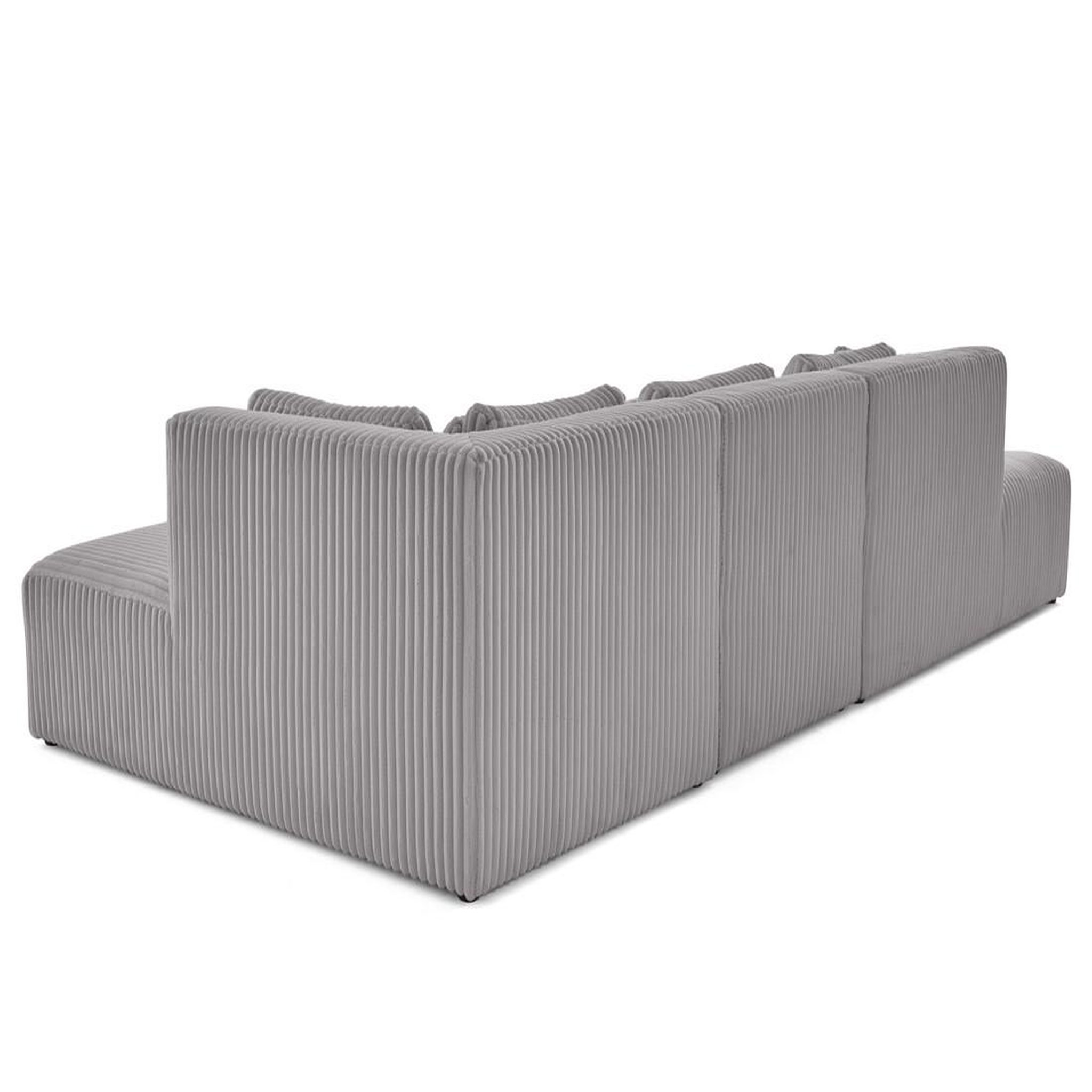 Voir la diapositive 4 : LISA DESIGN Victoire - canapé modulable d'angle droit 5 places en velours côtelé grosses côtes