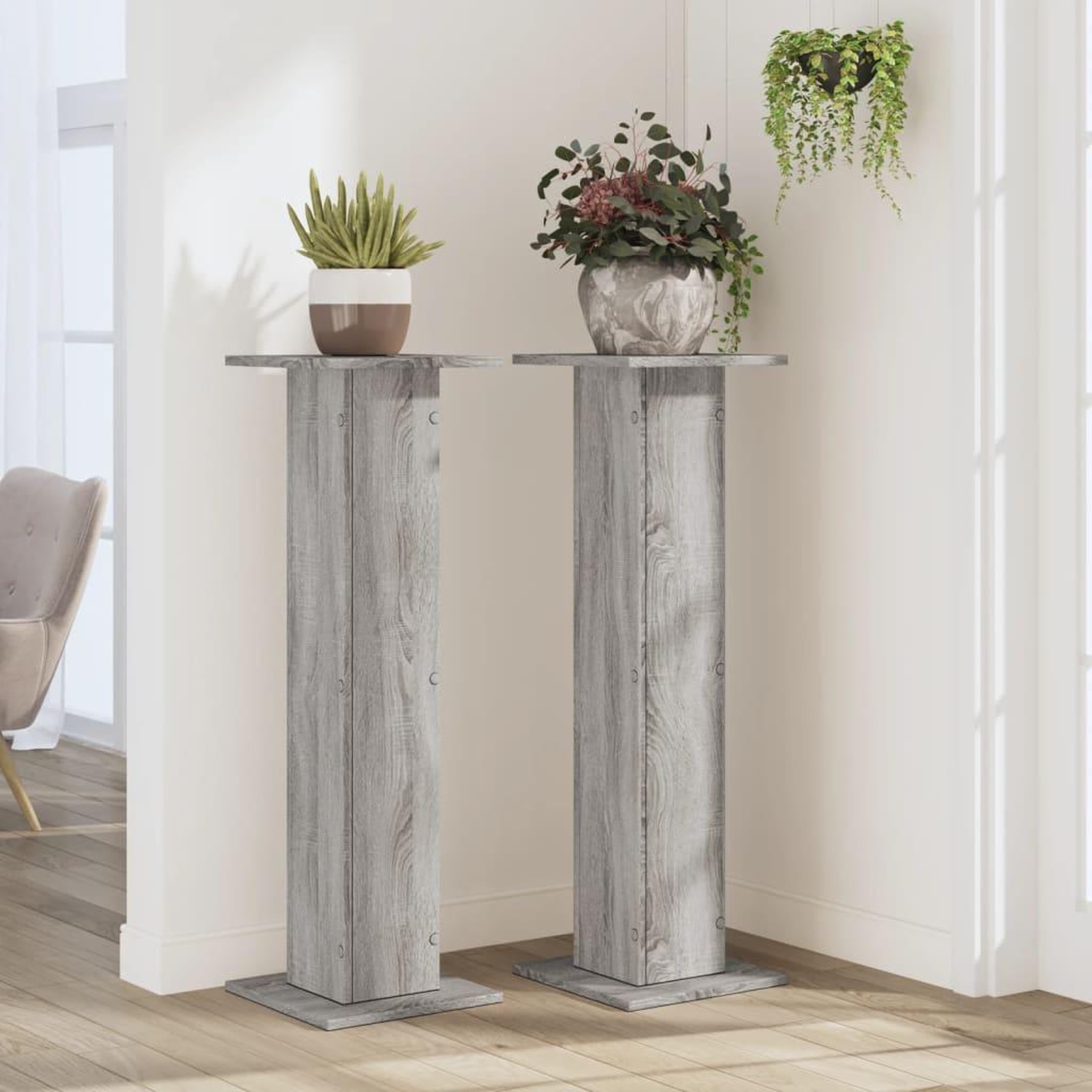 Voir la diapositive 3 : VIDAXL Supports pour plantes 2 pcs sonoma gris bois d'ingenierie