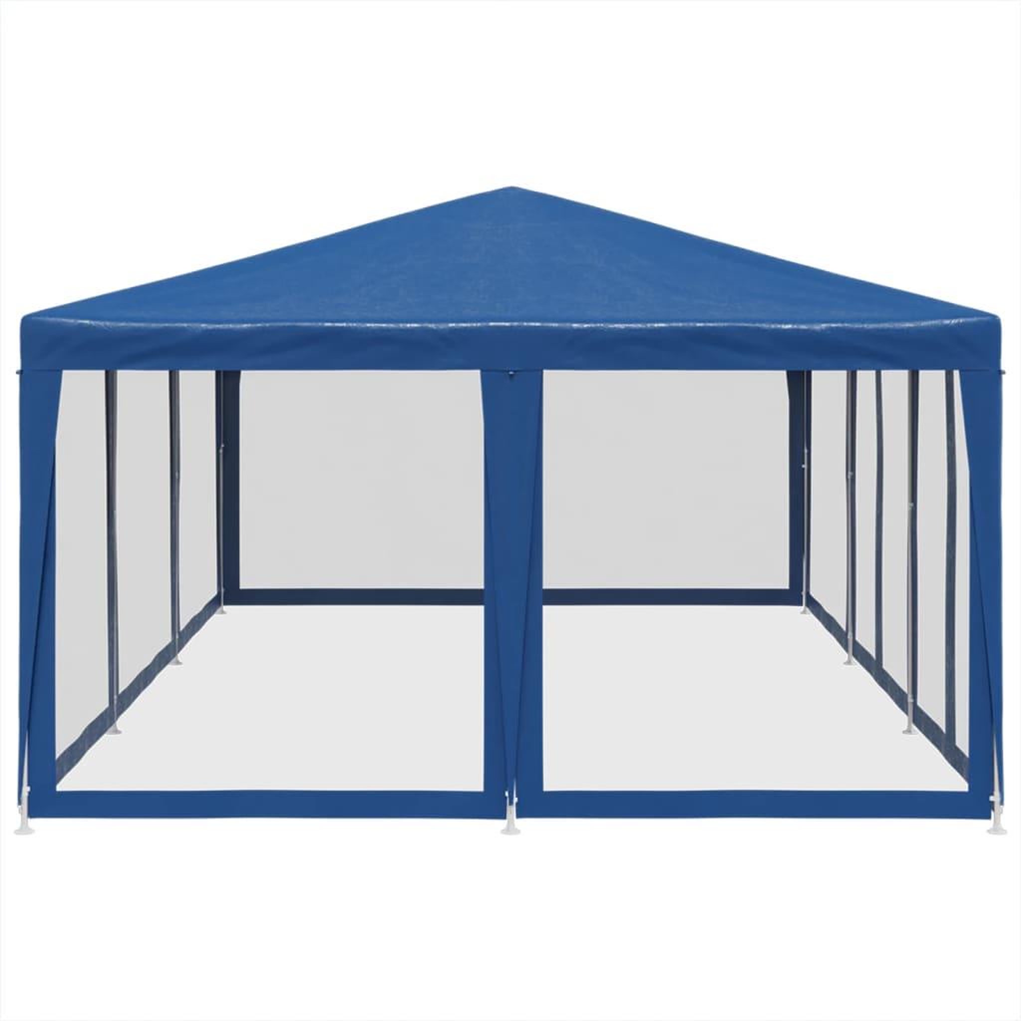 Voir la diapositive 4 : VIDAXL Tente de fete avec 10 parois laterales en maille bleu 6x4m PEHD