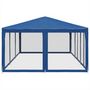 Voir la diapositive 4 : VIDAXL Tente de fete avec 10 parois laterales en maille bleu 6x4m PEHD