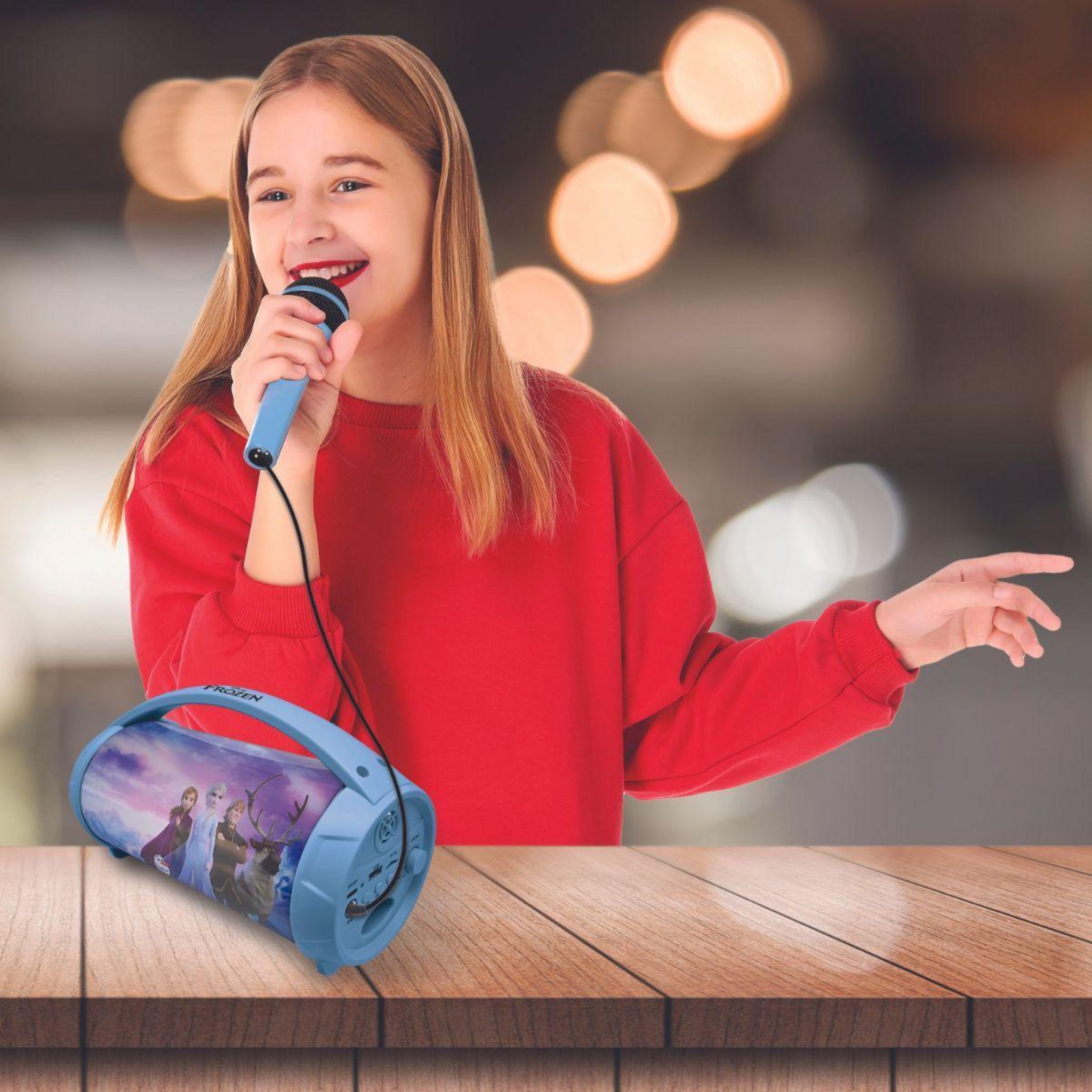 Enceinte Bluetooth Lexibook IParty - Lumineuse, Micro Karaoké, Radio FM, USB/SD, Portable