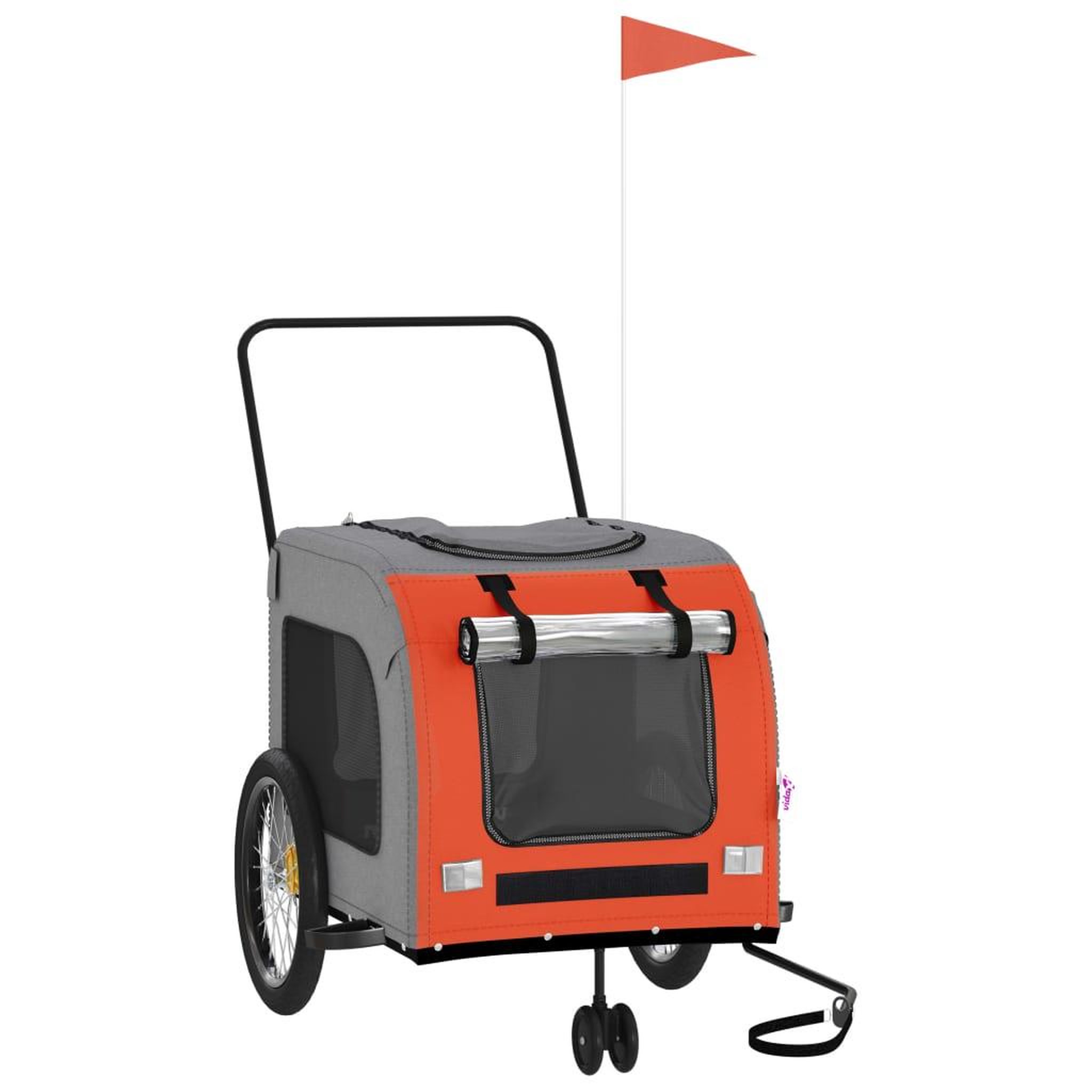 Voir la diapositive 2 : VIDAXL Remorque de velo pour animaux de compagnie orange et gris