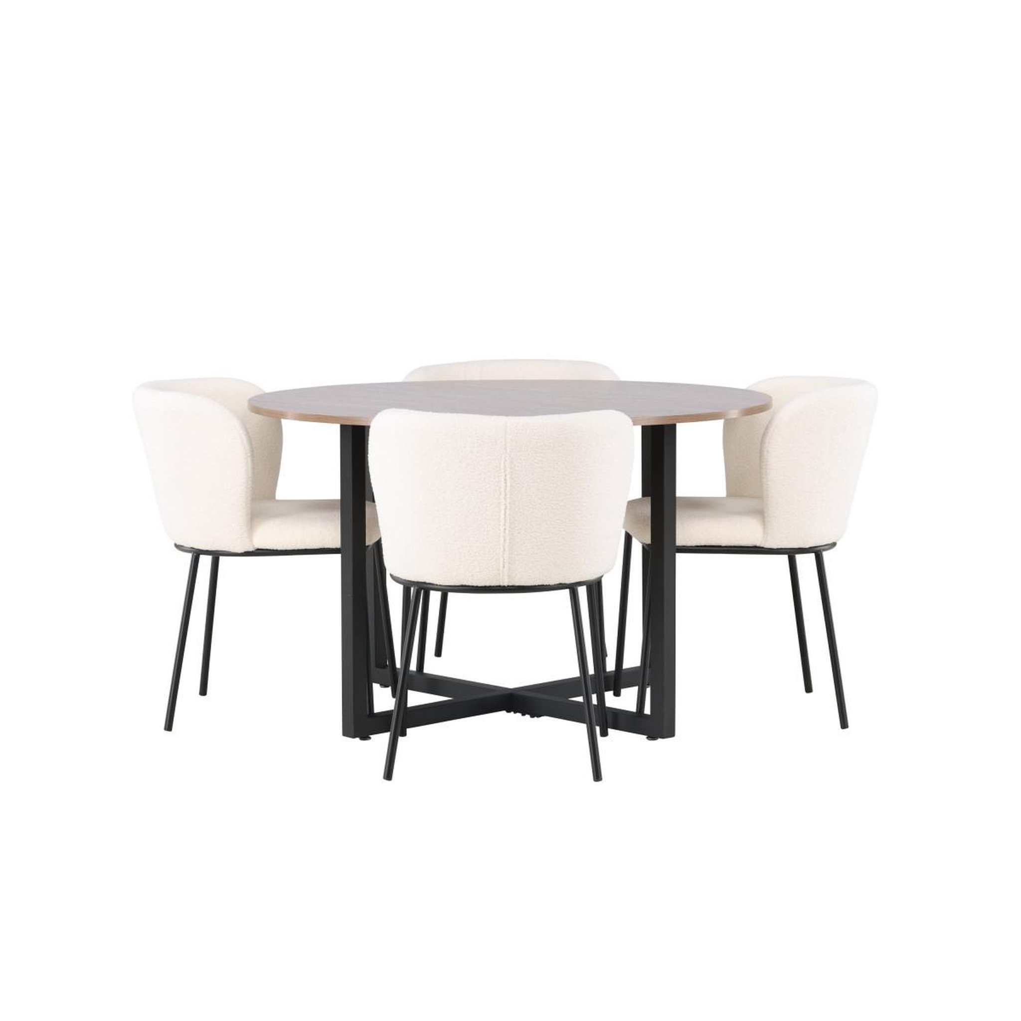 Voir la diapositive 2 : Paris Prix Ensemble table à manger & 4 chaises  durango & edina  120cm noyer & blanc