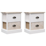 VIDAXL 2 pcs Tables de chevet Blanc et naturel 38x28x45 cm Paulownia