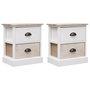 Voir la diapositive 1 : VIDAXL 2 pcs Tables de chevet Blanc et naturel 38x28x45 cm Paulownia