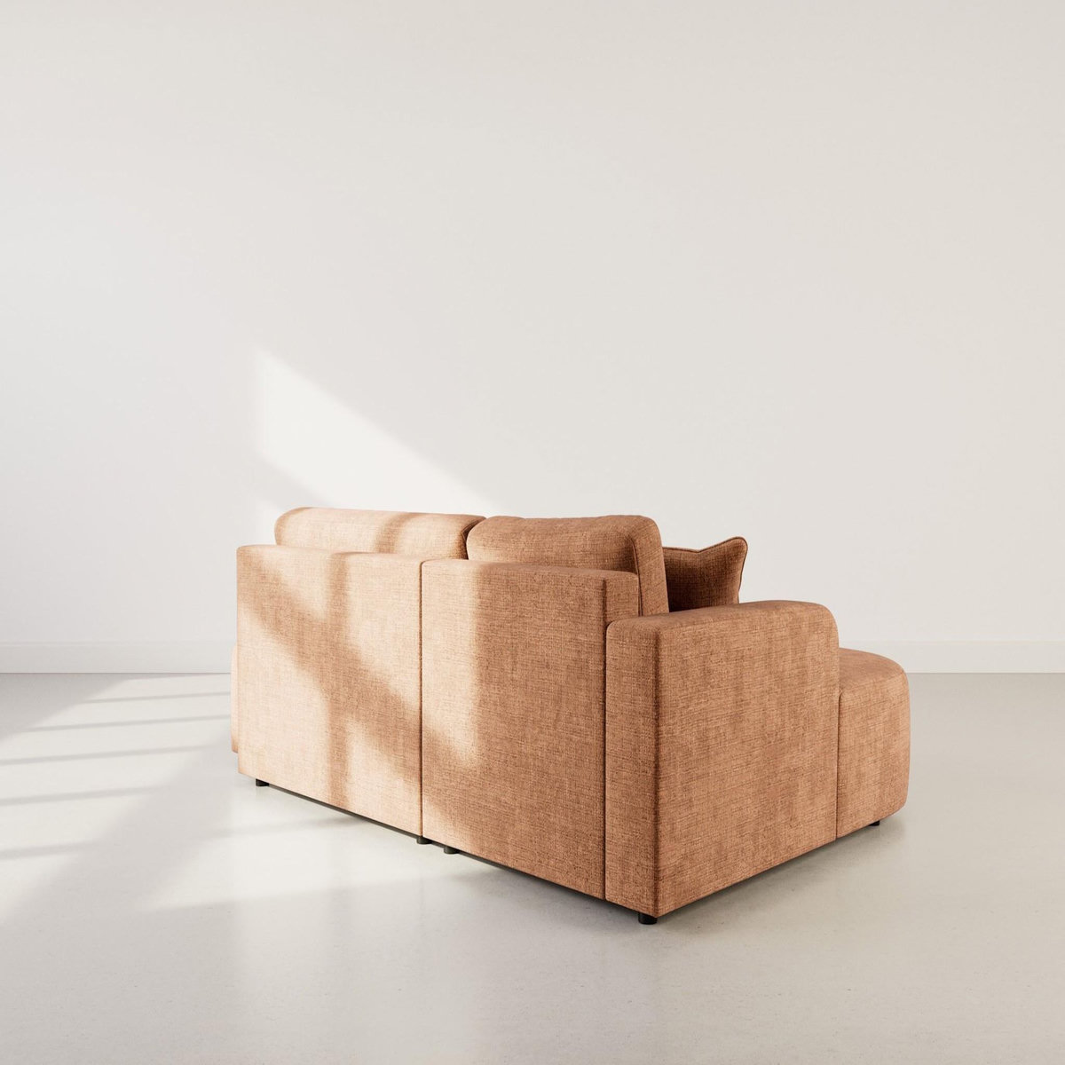 BEST MOBILIER Miro - canapé d'angle gauche 4 places convertible avec coffre en velours texturé