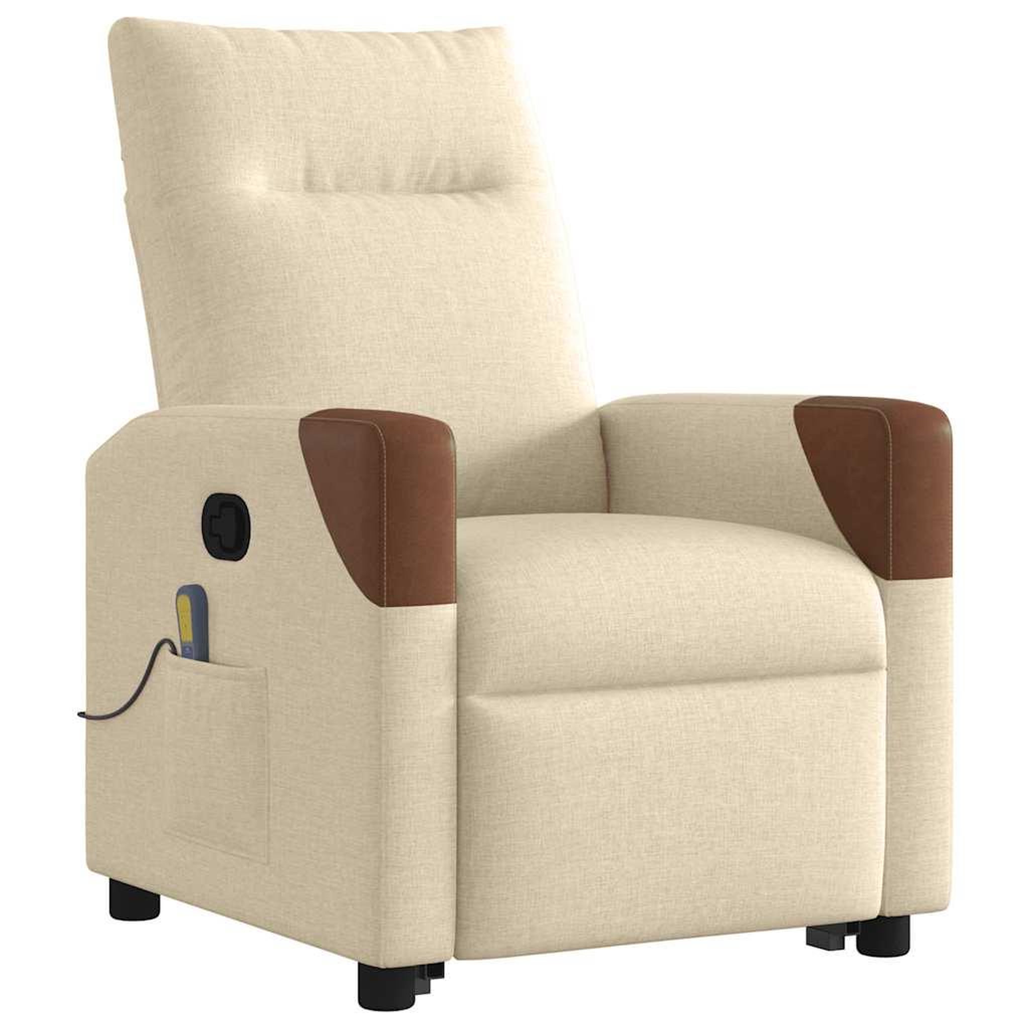 Voir la diapositive 4 : VIDAXL Fauteuil inclinable de massage Creme Tissu