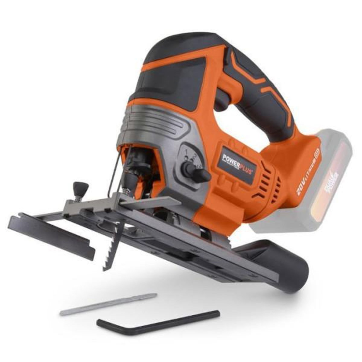 MARKET24 Scie sauteuse pendulaire sans fil 20V - DUAL POWER POWDP25300 - Bois - Orange - Vitesse 0-2300tr/min