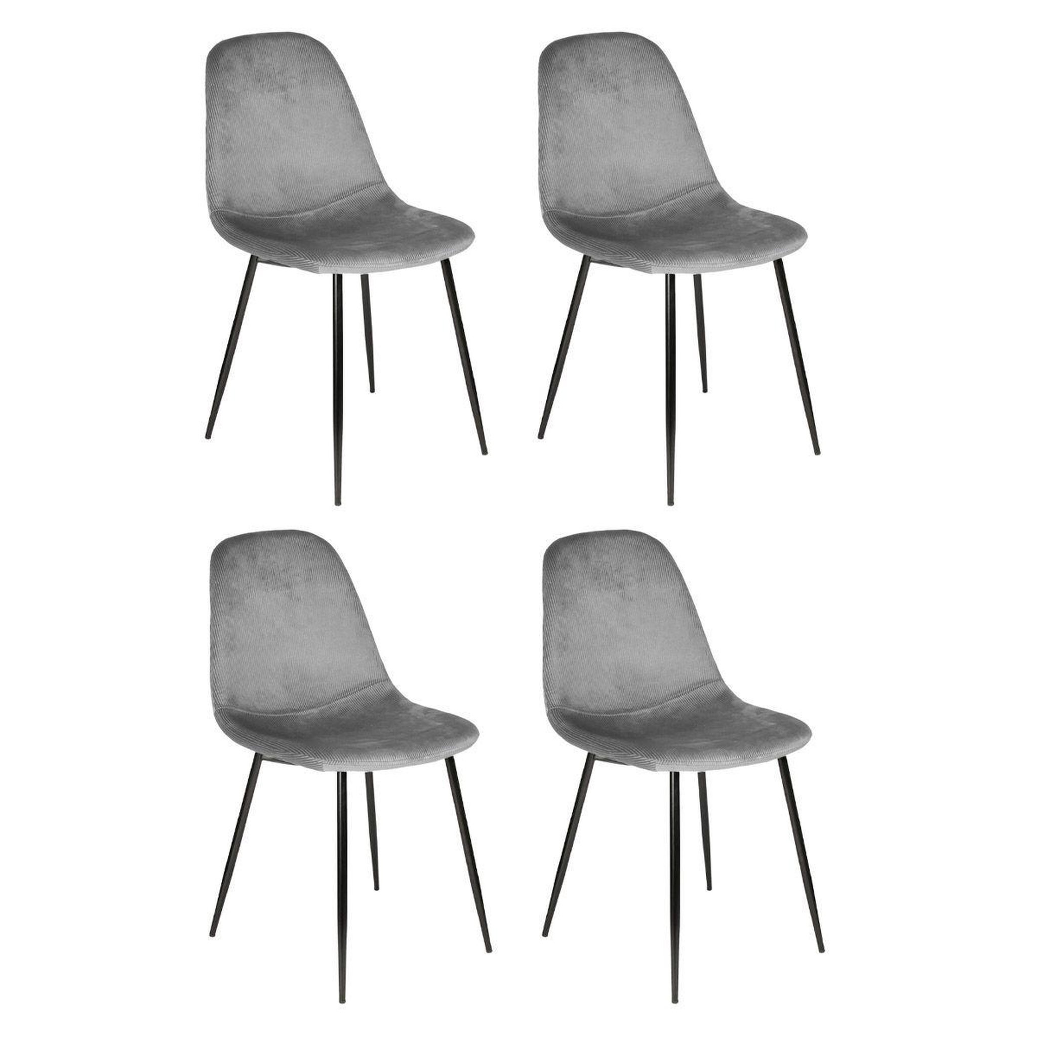 The Home Deco Factory Lot de 4 chaises velours  giulia  85cm gris