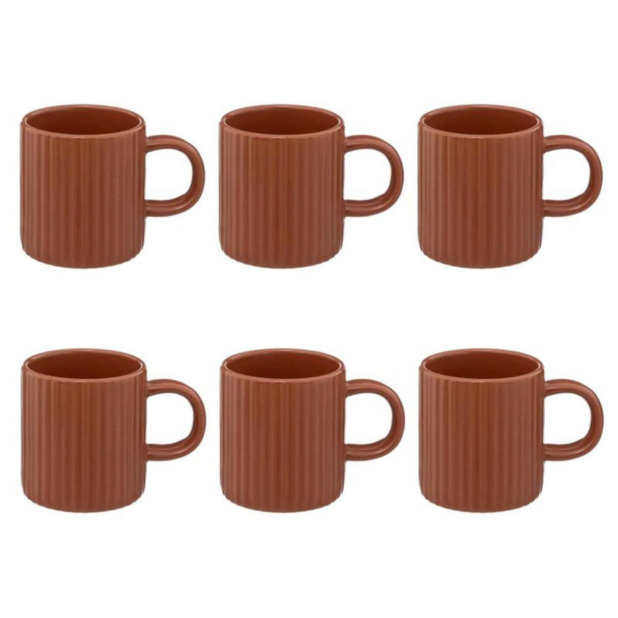 Voir la diapositive 1 : SECRET DE GOURMET Lot de 6 Tasses à Café  Côtelé  10cl Terracotta