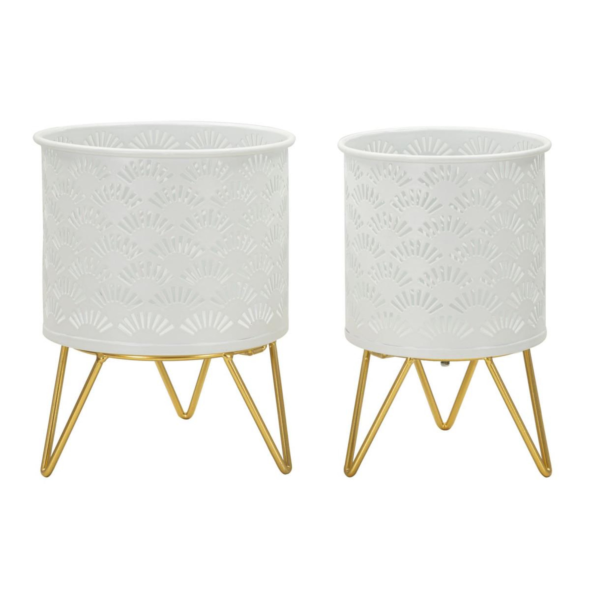 Paris Prix Lot de 2 cache-pots design  carly  20cm blanc & or