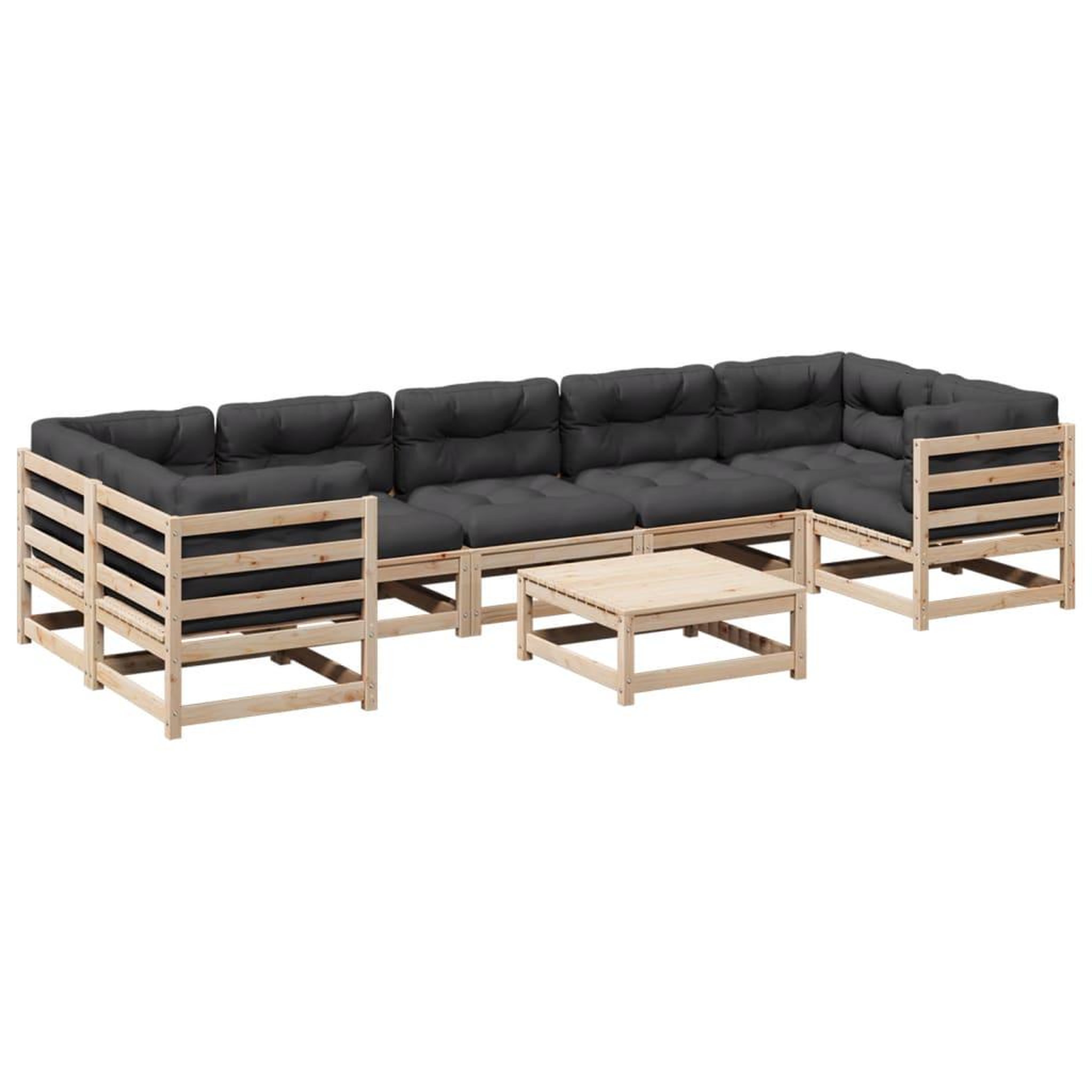 Voir la diapositive 2 : VIDAXL Salon de jardin 8 pcs avec coussins bois de pin massif