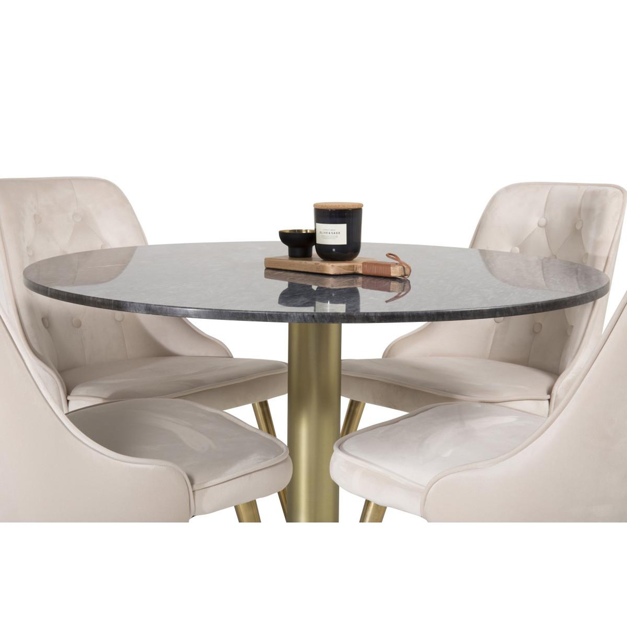 Voir la diapositive 3 : Paris Prix Ensemble table à manger & 4 chaises  estelle ii & deluxe ii  106cm gris foncé & beige
