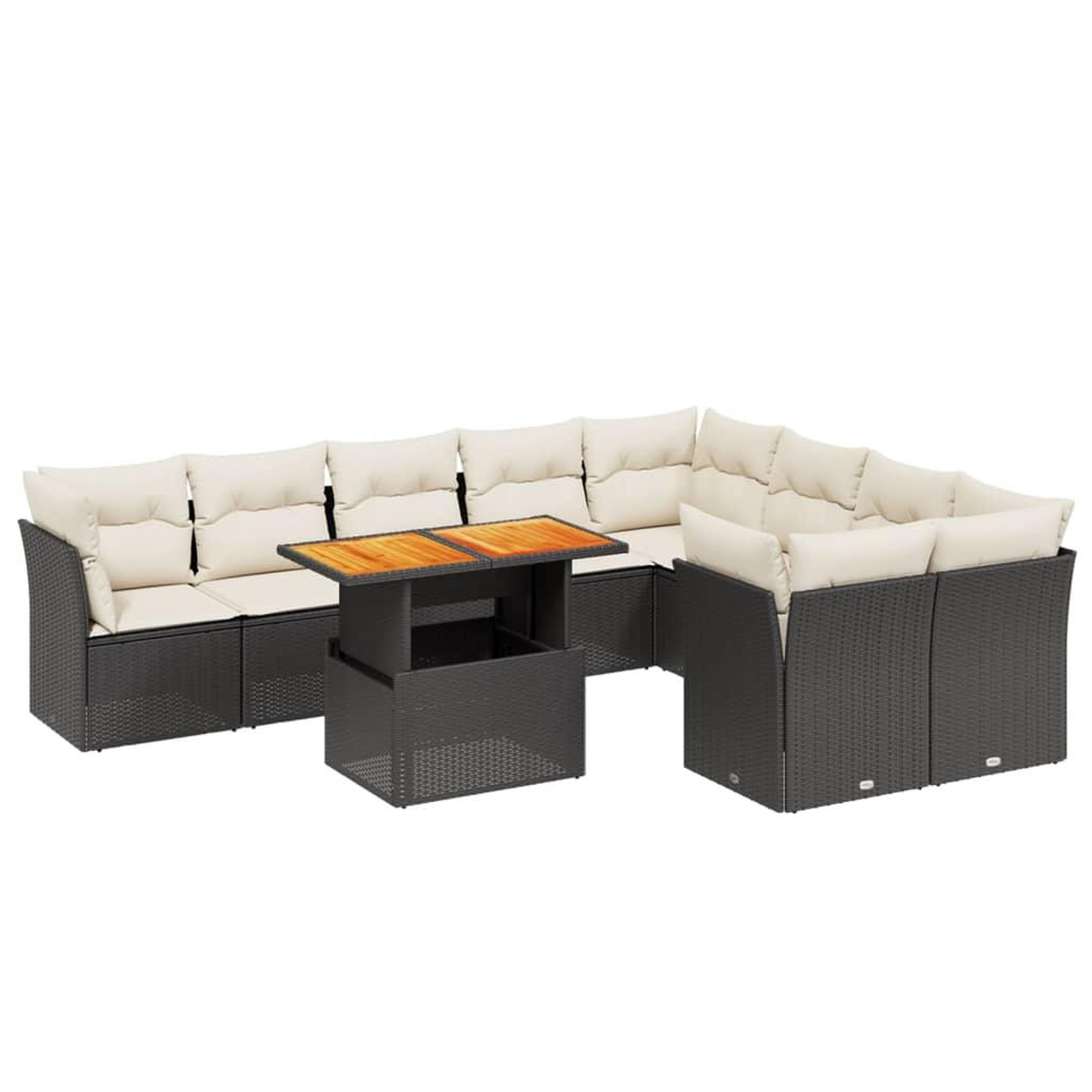 Voir la diapositive 2 : VIDAXL Salon de jardin 10 pcs avec coussins noir resine tressee