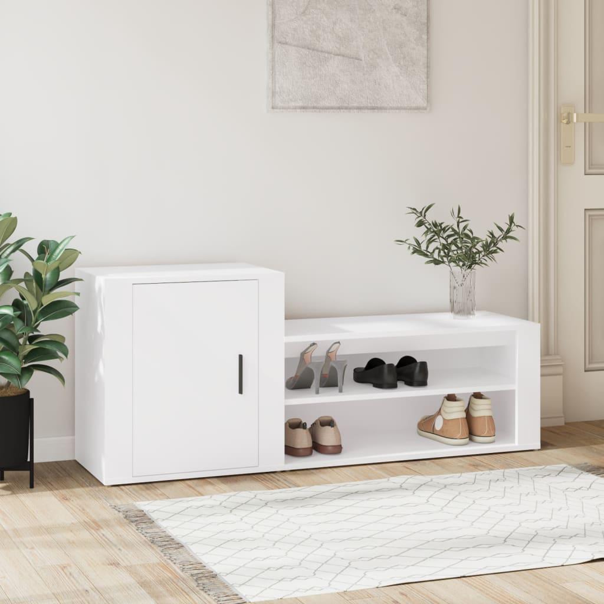 Voir la diapositive 1 : VIDAXL Armoire a chaussures Blanc 130x35x54 cm Bois d'ingenierie
