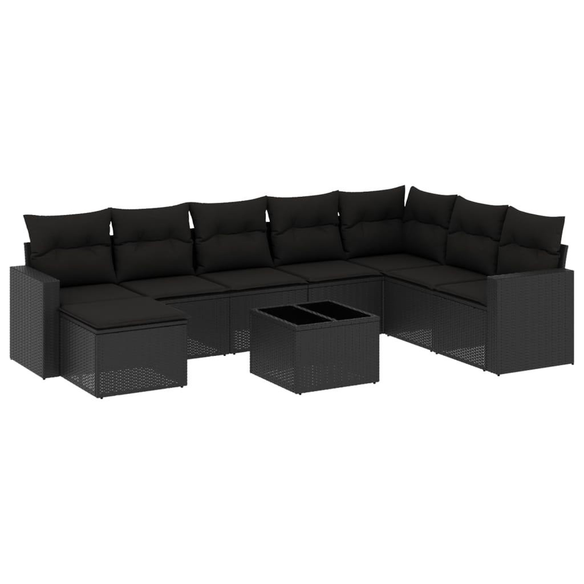 Voir la diapositive 2 : VIDAXL Salon de jardin 9 pcs avec coussins noir resine tressee