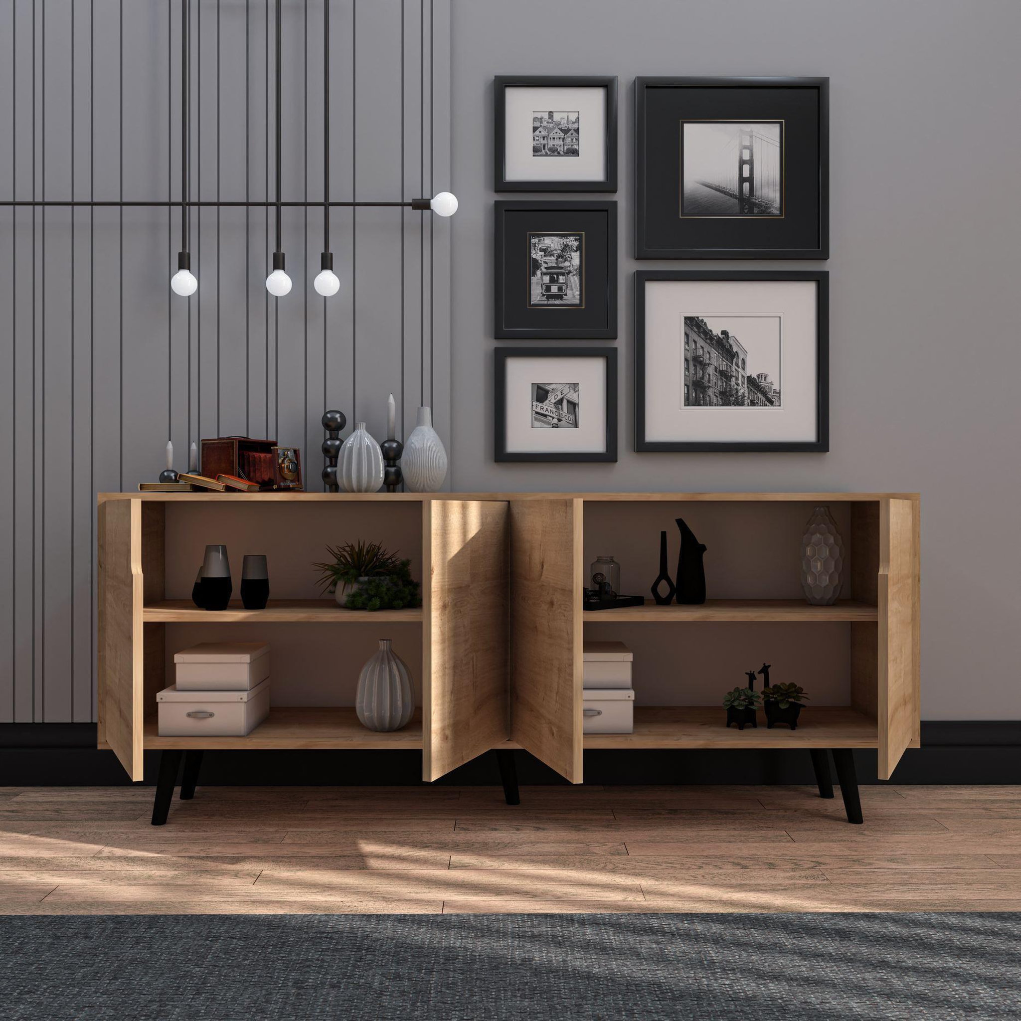 Voir la diapositive 4 : Habitat et Jardin Buffet en bois  latina  - 180 x 45 x 80 cm - marron clair