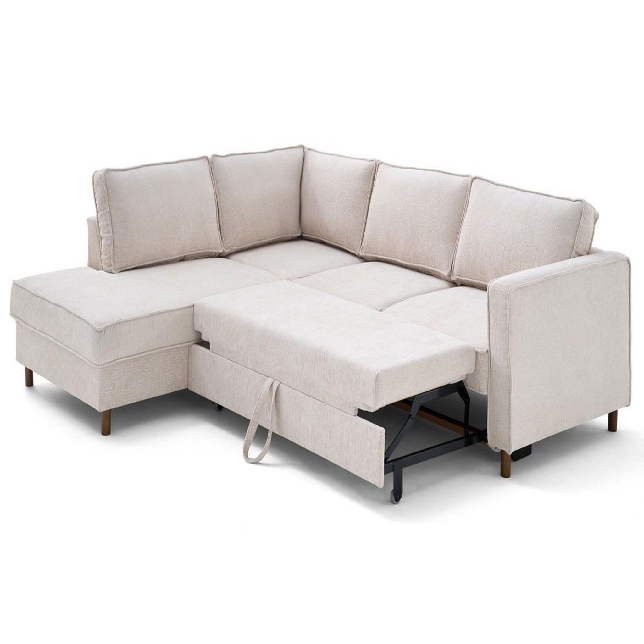 Voir la diapositive 2 : LISA DESIGN Jake - canapé d'angle gauche 5 places convertible en tissu velours relief