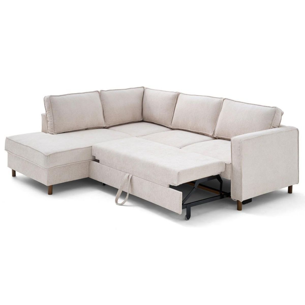 LISA DESIGN Jake - canapé d'angle gauche 5 places convertible en tissu velours relief