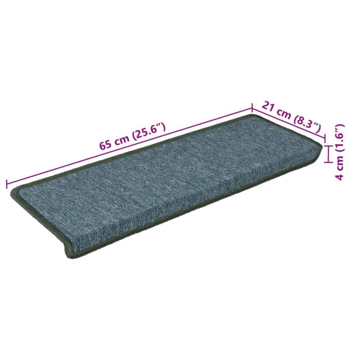 VIDAXL Tapis d'escalier 15 pcs 65x21x4 cm Vert